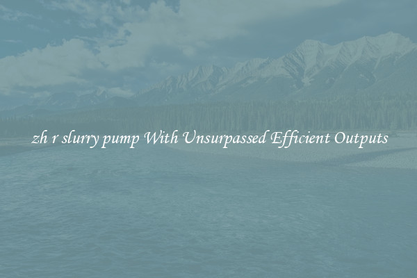 zh r slurry pump With Unsurpassed Efficient Outputs
