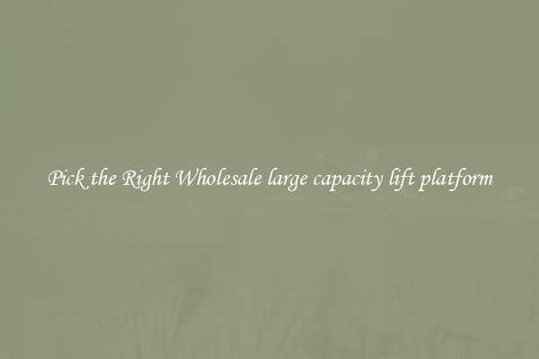 Pick the Right Wholesale large capacity lift platform