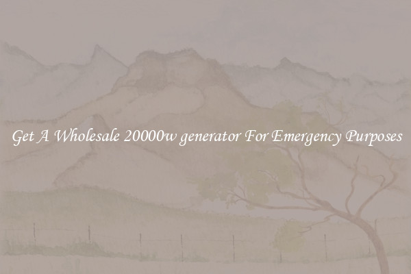 Get A Wholesale 20000w generator For Emergency Purposes